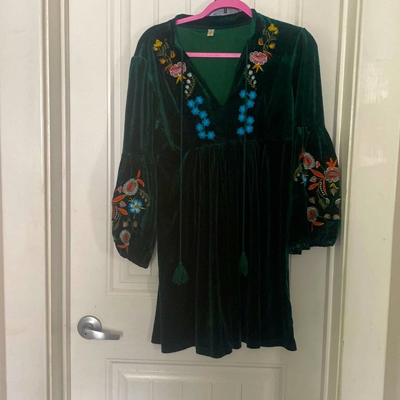 roiii fashion velvet embroidered dress Emory Embroidered Silk-Velvet Gown in Black Blossom Embroidery Pink main image 0